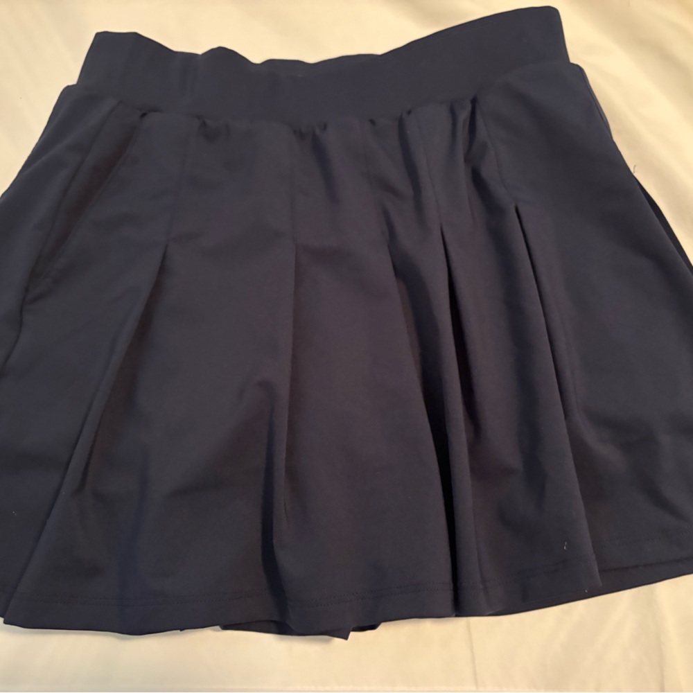 Tory Burch Navy Pleated Mini Skirt